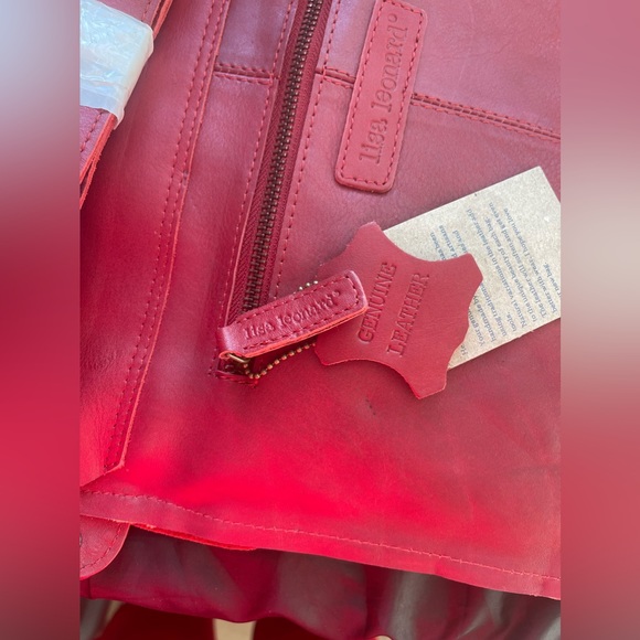 authentic NWT Lisa Leonard Red Leather Tote Crossbody Shoulder Bag 70% off! - Picture 9 of 10